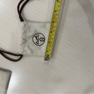 Hermes Canvas Drawstring Pouch - Cream and Brown